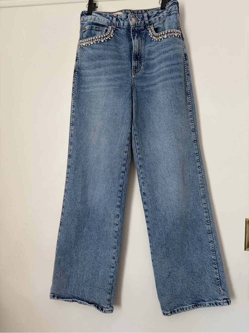 Pilcro Anthropologie Austyn Rhinestone Studded 27 High Rise Denim Jeans - Picture 5 of 13
